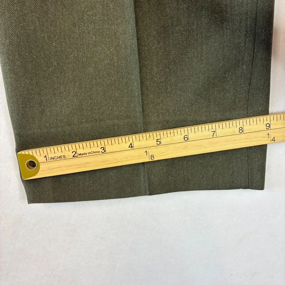 Brooks Brothers Dress Pants Mens 38x29 Olive Green Pure Wool Pleated Made in USA